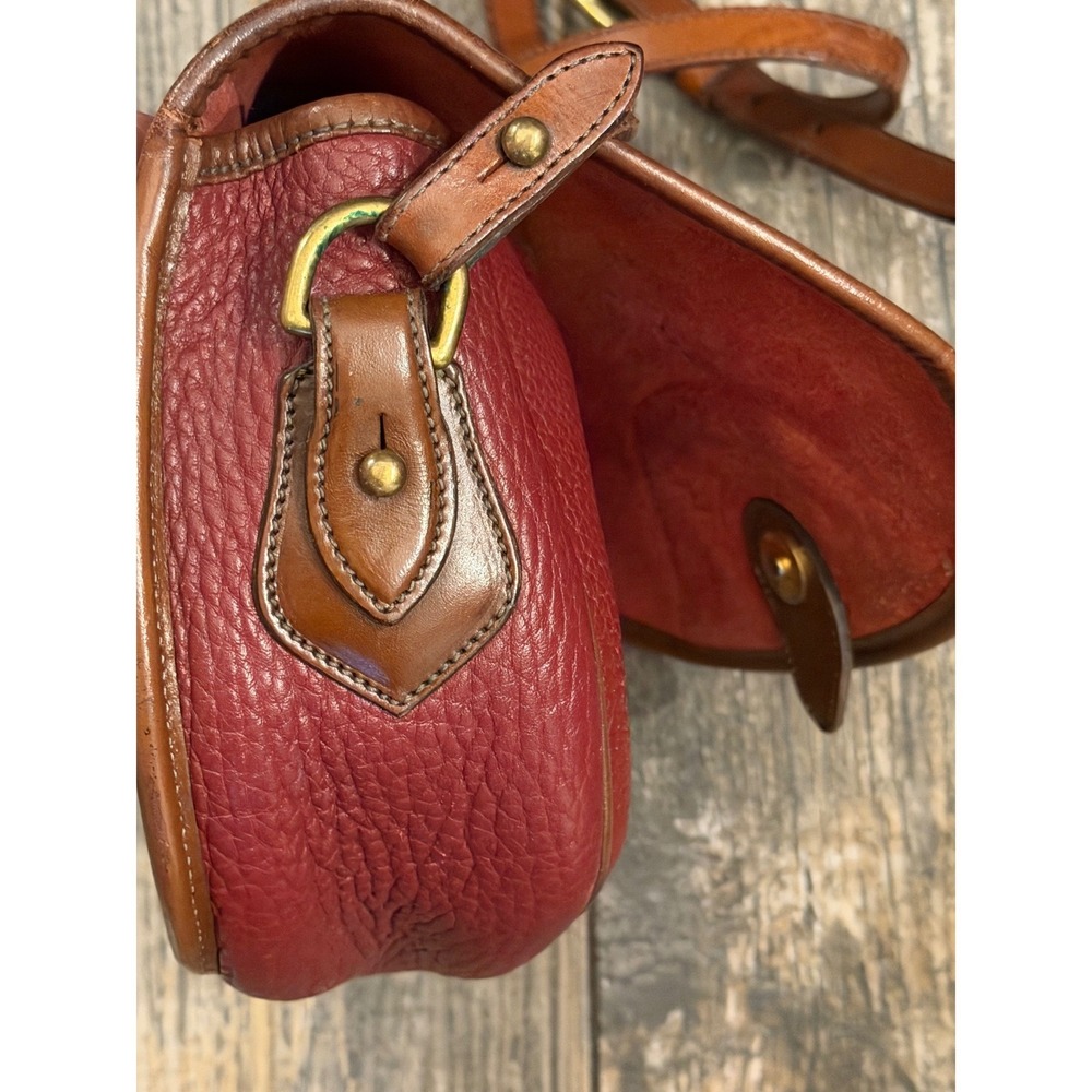 Dooney & Bourke Vintage All Weather Leather Crossbody Saddle Bag Burgundy Purse - Picture 6 of 14